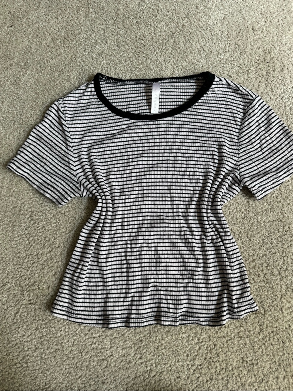 Striped Black and White Short Sleeve Crewneck Tee